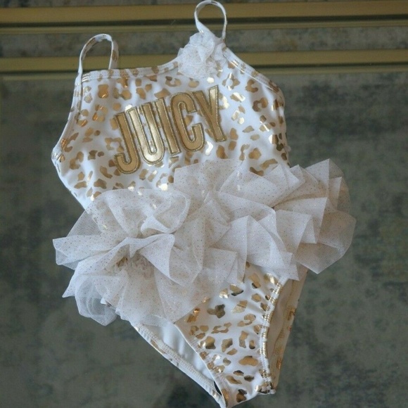 BABY GIRLS Juicy Couture Foil Animal Print Tutu Swimsuit - Picture 1 of 4